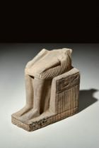 LARGE EGYPTIAN SEATED FIGURE WITH HIEROGLYPHS