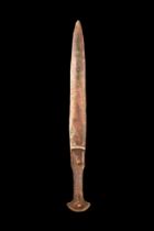 ANCIENT BRONZE DAGGER WITH HANDLE