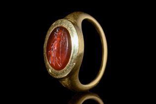 ROMAN MARS INTAGLIO IN HEAVY GOLD RING