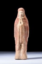 CHINESE NORTHERN WEI DYNASTY TERRACOTTA COURT FIGURE