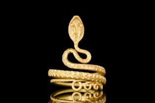 ROMANO-EGYPTIAN GOLD SNAKE RING