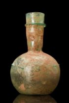 LARGE ROMAN DECORATED GLASS BOTTLE