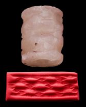 MESOPOTAMIAN TRANSLUCENT STONE CYLINDER SEAL - ORIGINAL PROF. LAMBERT REPORT