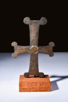 LARGE BYZANTINE PROCESSIONAL BRONZE CROSS