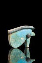 EGYPTIAN FAIENCE BICHROME WEDJAT EYE AMULET