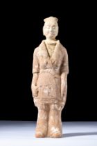 CHINESE NORTHERN WEI DYNASTY TERRACOTTA ATTENDANT FIGURE