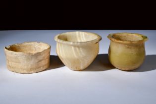 EGYPTIAN ALABASTER GROUP OF THREE VESSELS