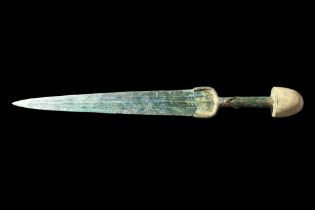 ANCIENT BRONZE SWORD WITH STONE POMMEL