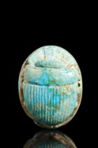 HUGE ANCIENT EGYPTIAN FAIENCE PECTORAL SCARAB