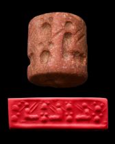 MESOPOTAMIAN PINK STONE CYLINDER SEAL - ORIGINAL PROF. LAMBERT REPORT