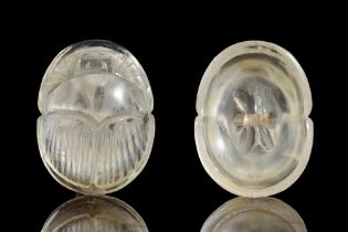 AN EGYPTIAN ROCK CRYSTAL SCARAB