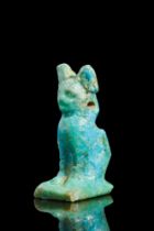 EGYPTIAN FAIENCE AMULET OF BASTET