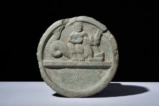 GANDHARAN SCHIST PALETTE WITH SEA MONSTER