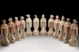 CHINESE TANG DYNASTY TERRACOTTA SET OF TWELVE ZODIAC ANIMALS - TL TESTED