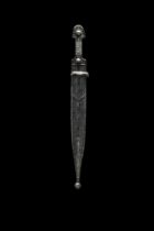 CIRCASSIAN STEEL DAGGER (KINDJAL) WITH NIELLOED SILVER SCABBARD