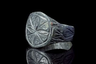 CRUSADERS ERA BRONZE RING WITH CROSS