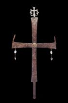 BYZANTINE COPPER-IRON PROCESSIONAL CROSS