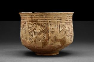 INDUS VALLEY TERRACOTTA BOWL WITH GEOMETRIC DECORATION