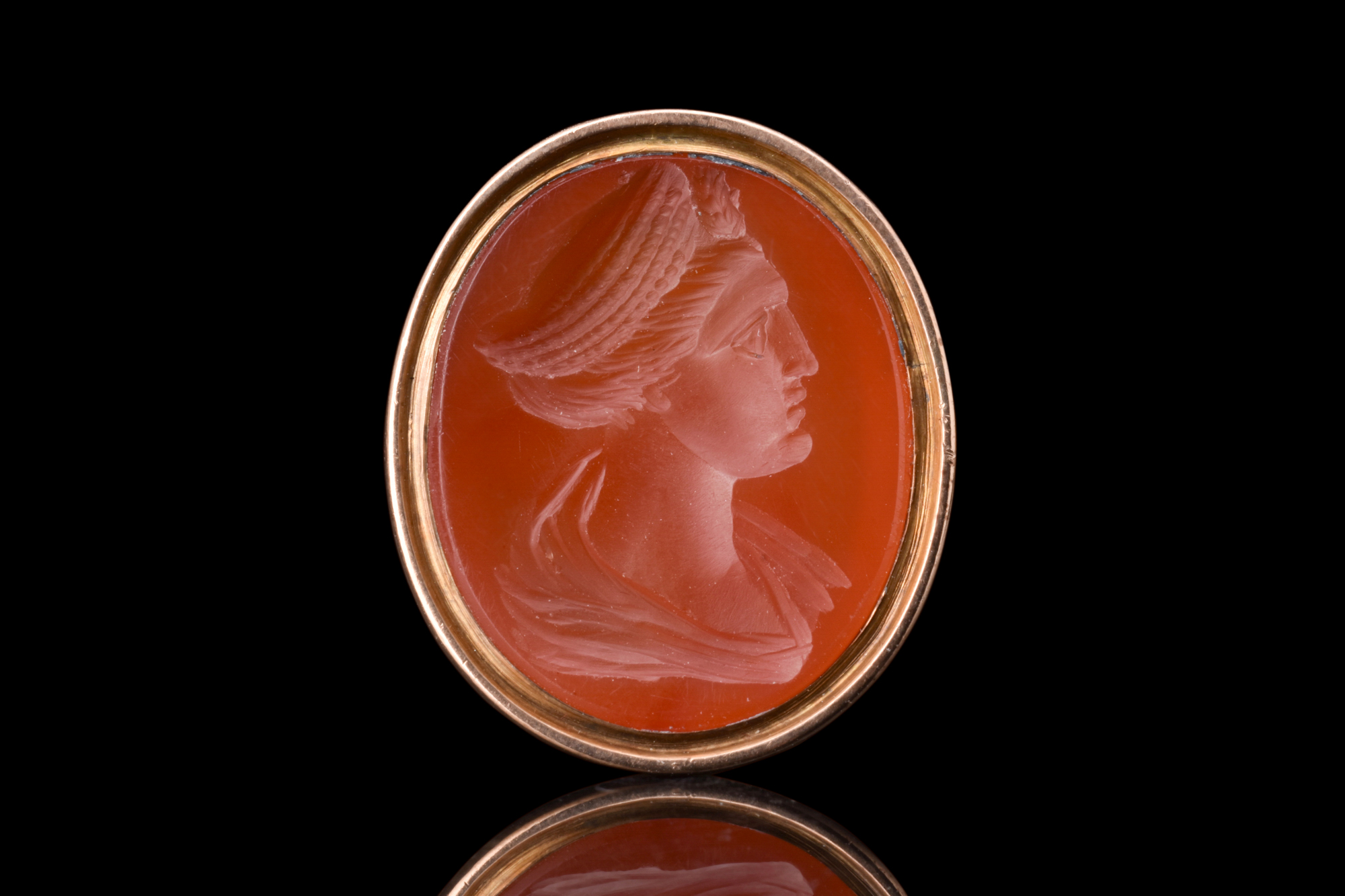 NEOCLASSICAL GOLD SEAL WITH CARNELIAN INTAGLIO OF ROMAN EMPRESS - Image 2 of 3