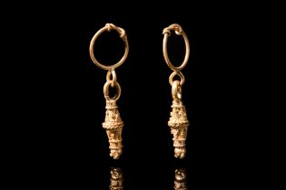 MATCHED PAIR OF HELLENISTIC GOLD EARRINGS