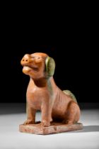 CHINESE MING DYNASTY GLAZED TERRACOTTA DOG