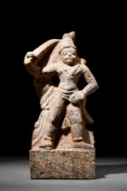 GANDHARAN STYLE STONE STATUE OF A WARRIOR