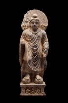 GANDHARAN SCHIST BUDDHA PERFORMING TWIN MIRACLES