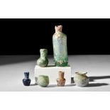 COLLECTION OF SIX ROMAN GLASS VESSELS