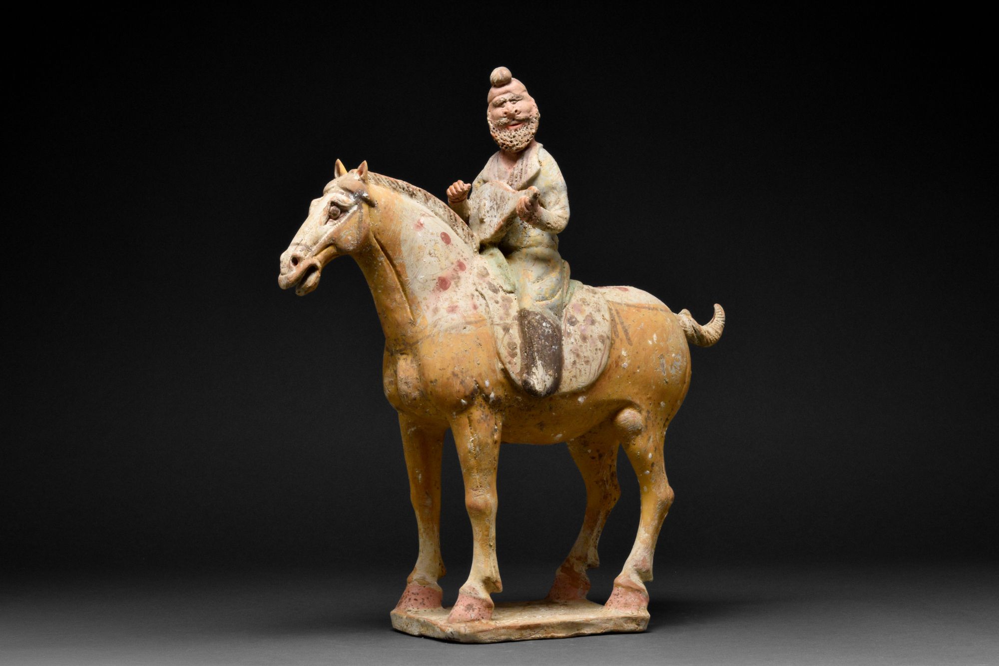 CHINESE TANG DYNASTY TERRACOTTA HORSE WITH SOGDIAN RIDER - TL TESTED