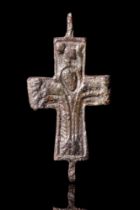 BYZANTINE BRONZE CROSS PENDANT WITH JESUS CHRIST