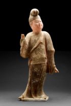 CHINESE TANG DYNASTY TERRACOTTA COURT ATTENDANT - TL TESTED