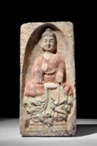 CHINESE NORTHERN WEI TERRACOTTA BUDDHIST TILE