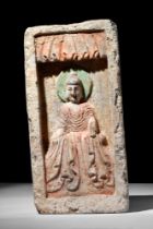 CHINESE NORTHERN WEI TERRACOTTA BUDDHIST TILE