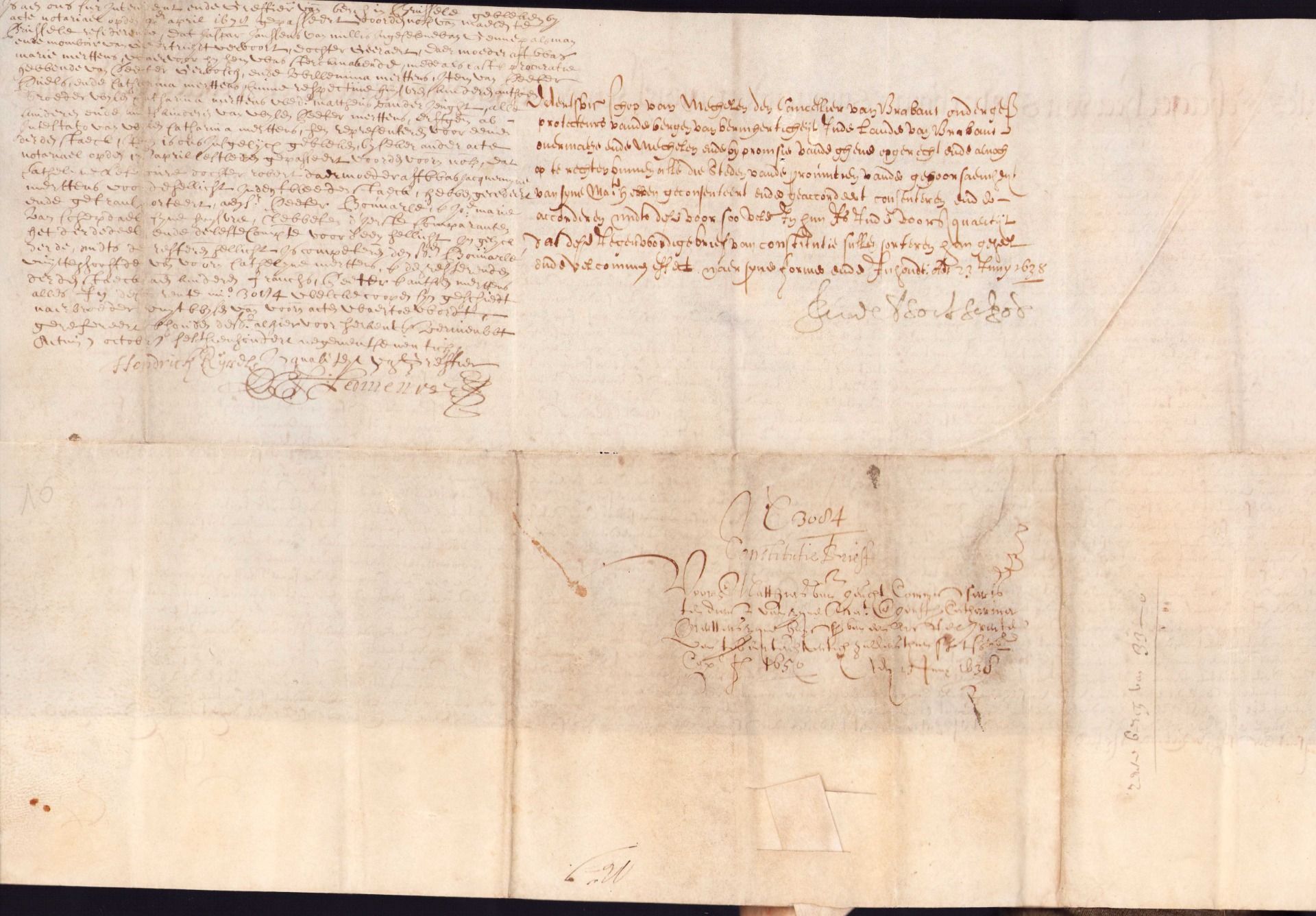 |Manuscript| - anoniem, +/- 1600 Groot vel velijn manuscript in het Vlaams te dateren +/- 1600. 51cm - Image 3 of 3