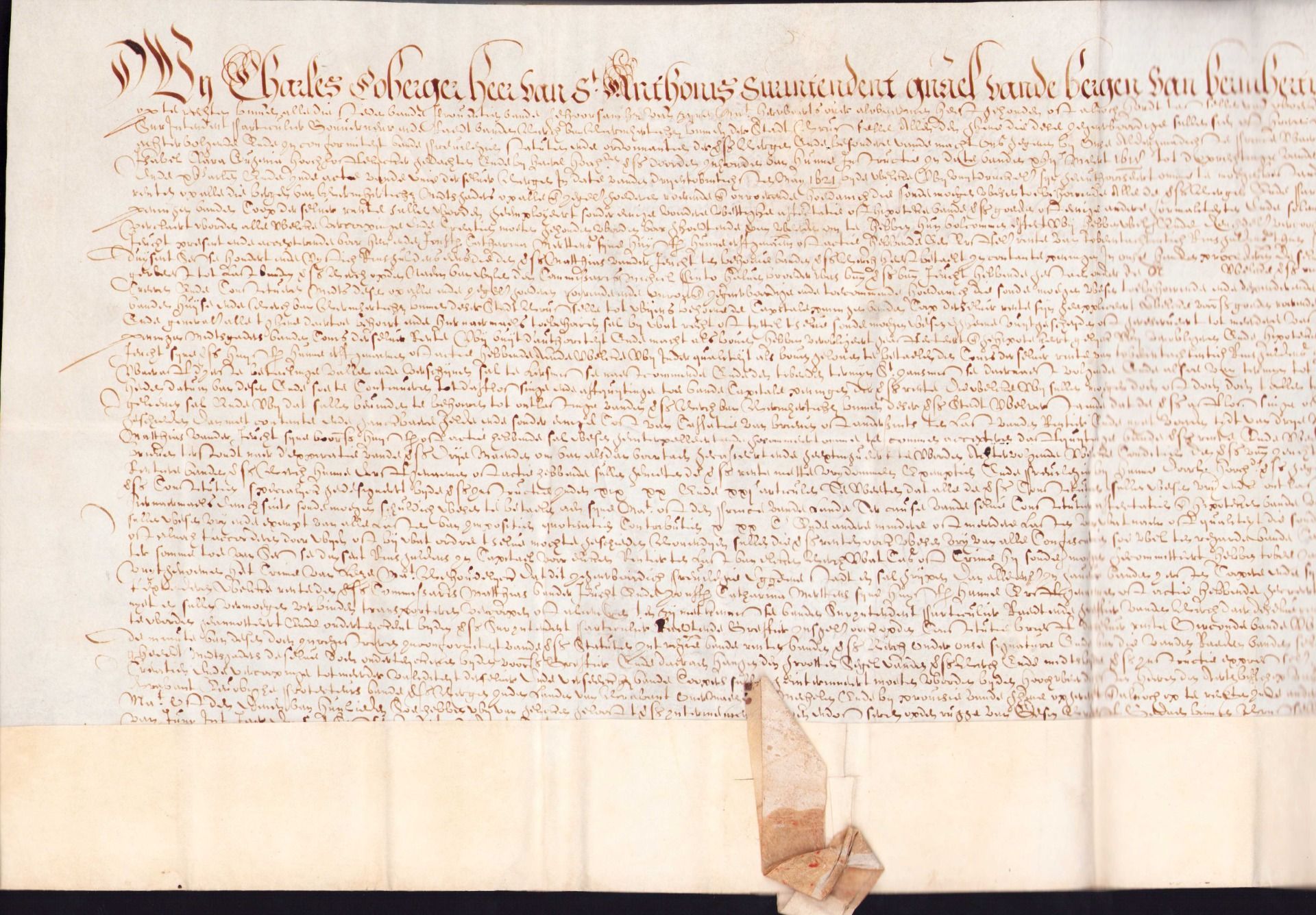 |Manuscript| - anoniem, +/- 1600 Groot vel velijn manuscript in het Vlaams te dateren +/- 1600. 51cm - Image 2 of 3