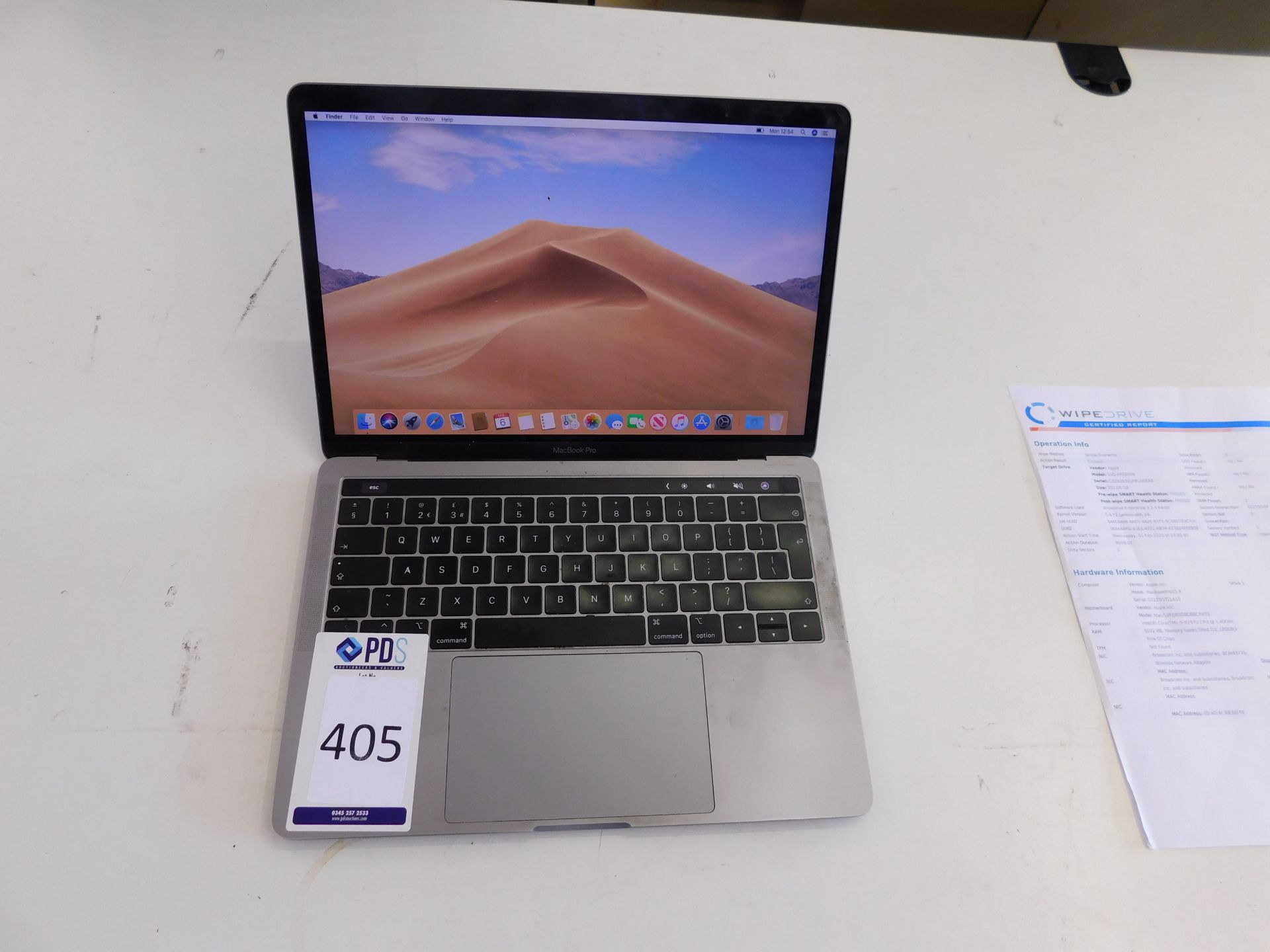 Apple MacBook Pro, A2159 Serial Number C02ZD1TLL410, i5 @ 1.40 GHz, 8GB RAM, 251GB SSD, OS