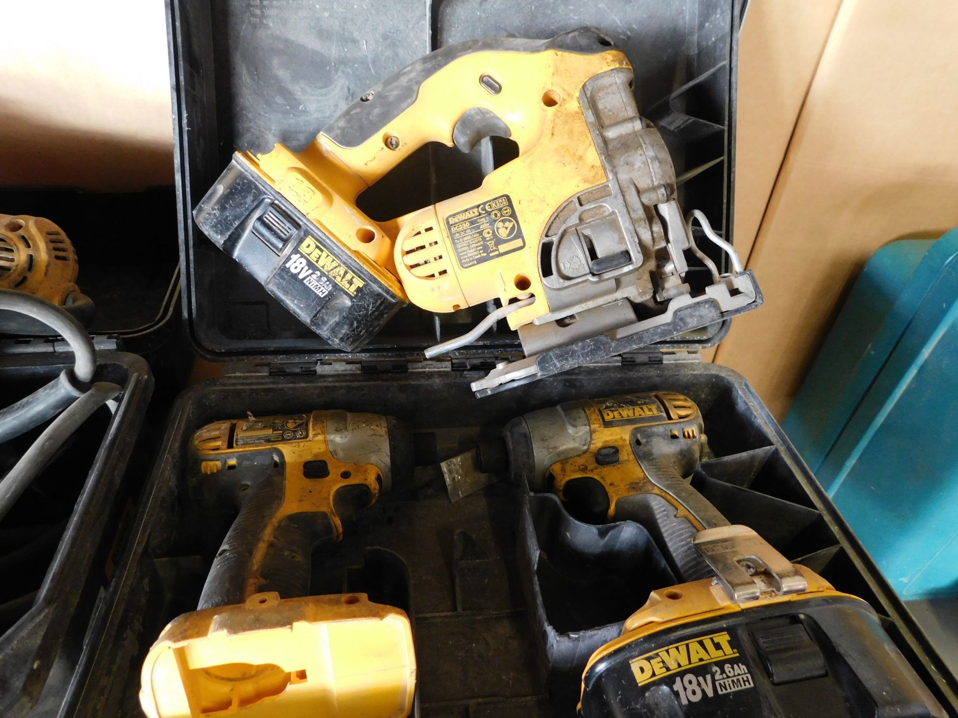 DeWalt DC330 Cordless Jigsaw, 2 DeWalt Cordless Impact Drivers & 2 Batteries (Location Stockport.