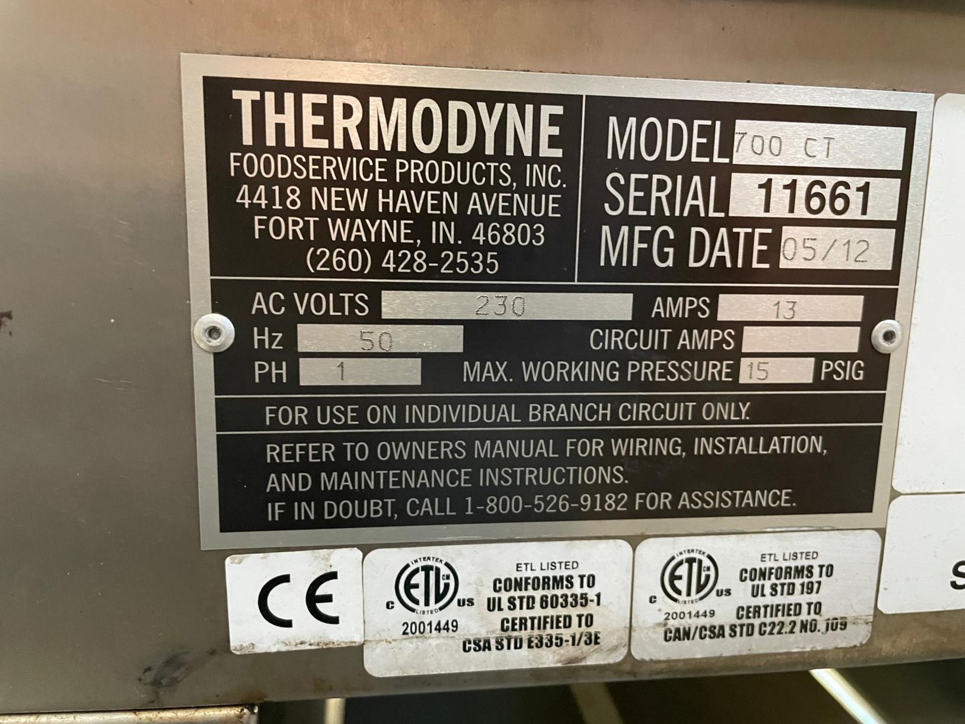 Thermodyne 700CT Shelf Oven, Serial Number 11661 (Location Brentwood. Please Refer to General - Image 2 of 2
