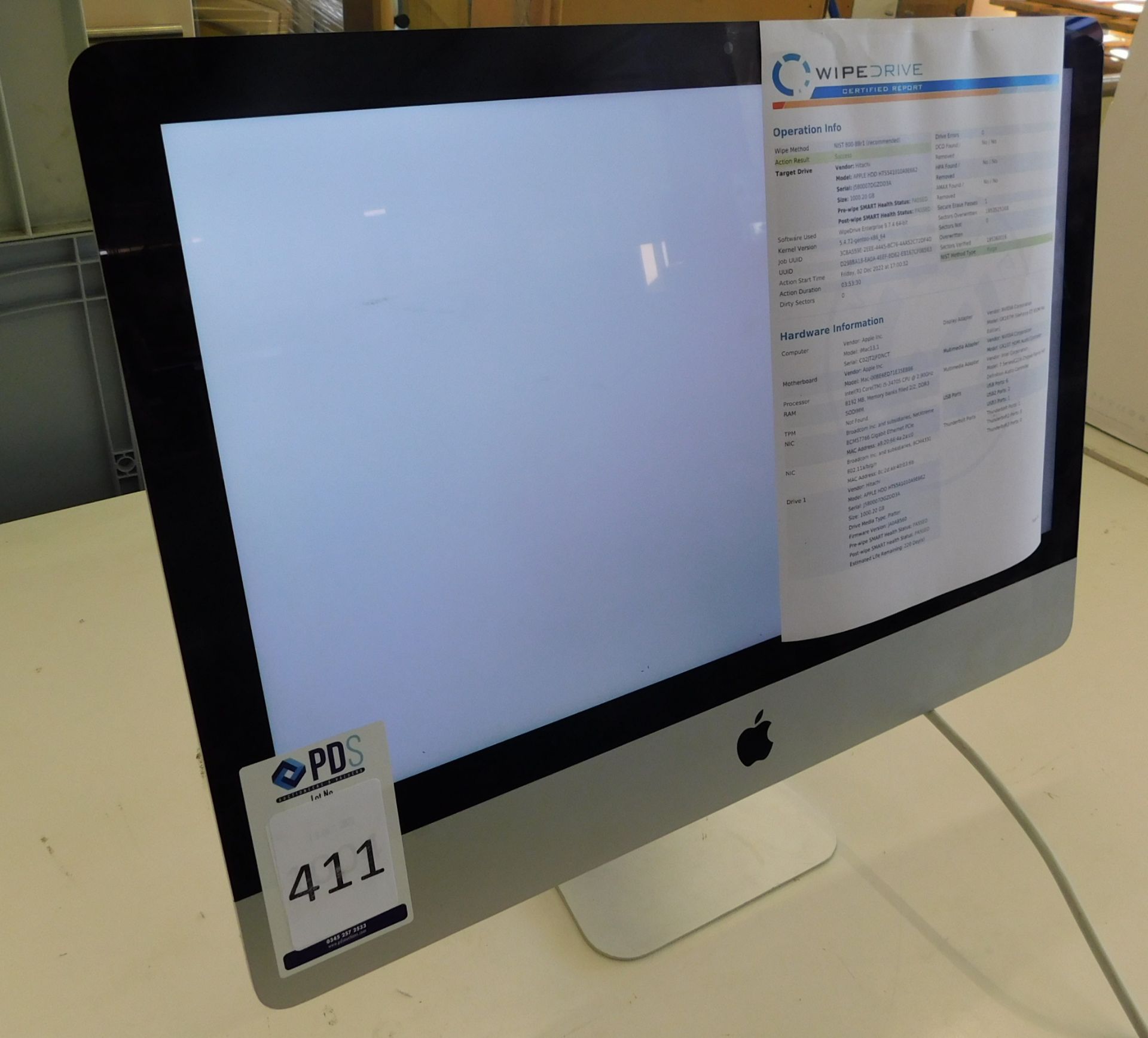 Apple iMac A1418, Serial Number C02JT2JFDNCT, i5 @2.9GHz, 8GB RAM, 1TB HDD, No OS Installed, No - Image 2 of 5