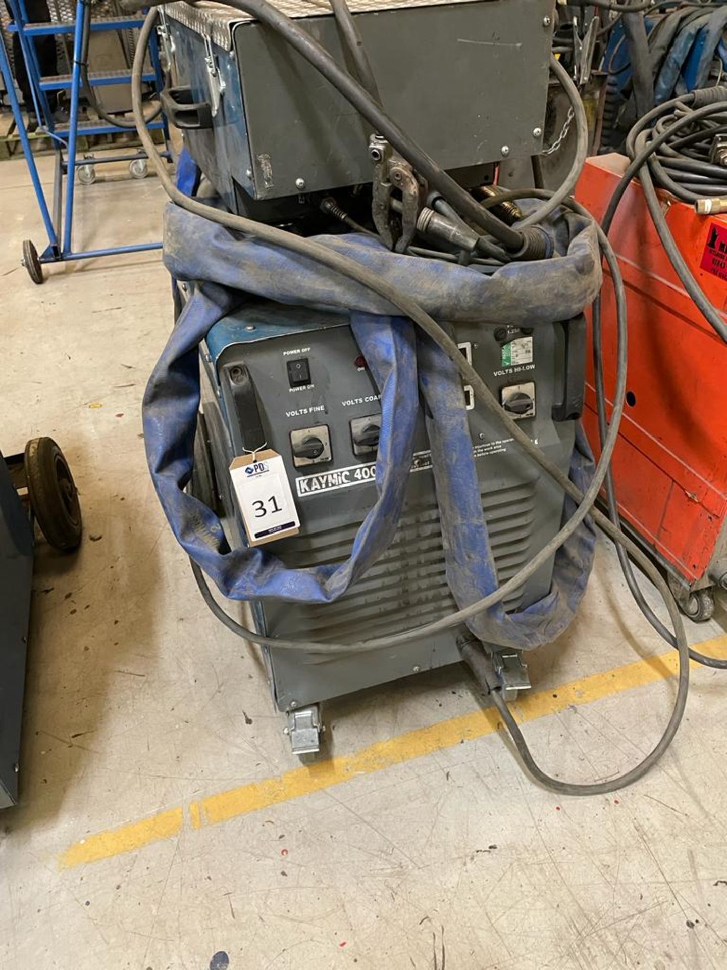 Tecarc Kaymig 400S Mig Welder, Serial Number TA021224667 with F41G Wire Feed Unit (Location Dover.