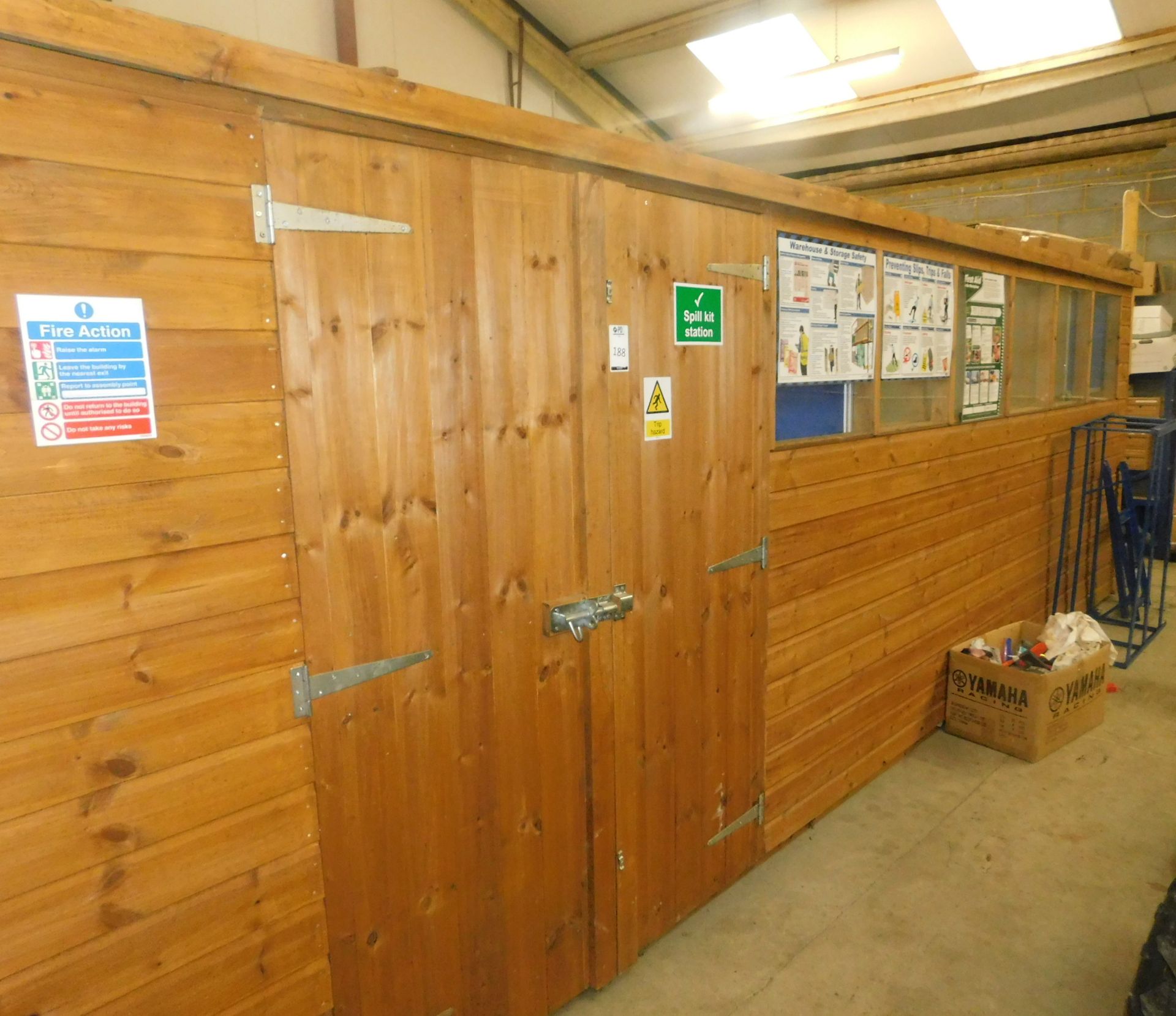 Wooden Shed (Excluding Contents), 6m x 3.5m with Double Doors & Lighting (Buyer to Disconnect) (