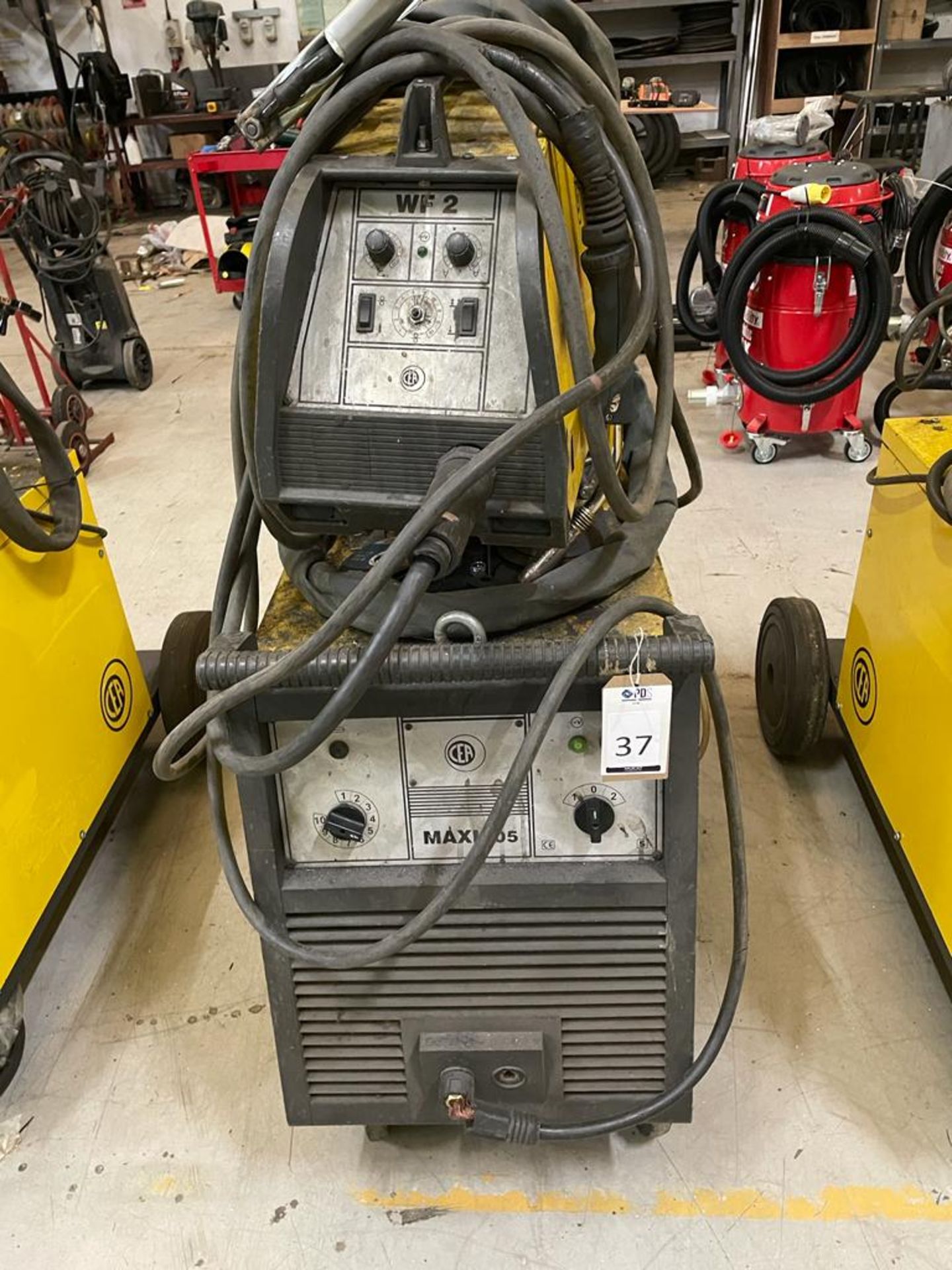 CEA Maxi 405 Mig Welder, Serial Number 055x210025 with WF5 Wire Feed Unit (Location Brentwood.