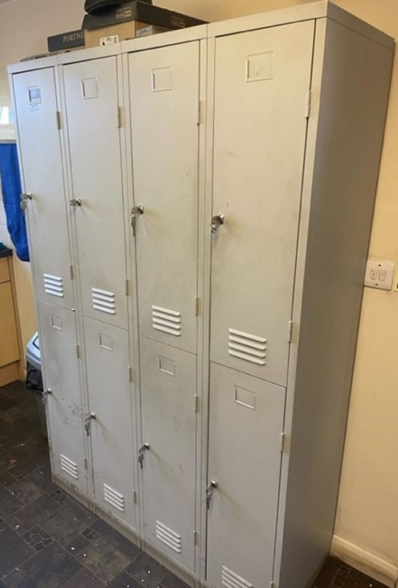 8 Grey Steel Personnel Lockers with Keys (Location Colchester. Please Refer to General Notes)
