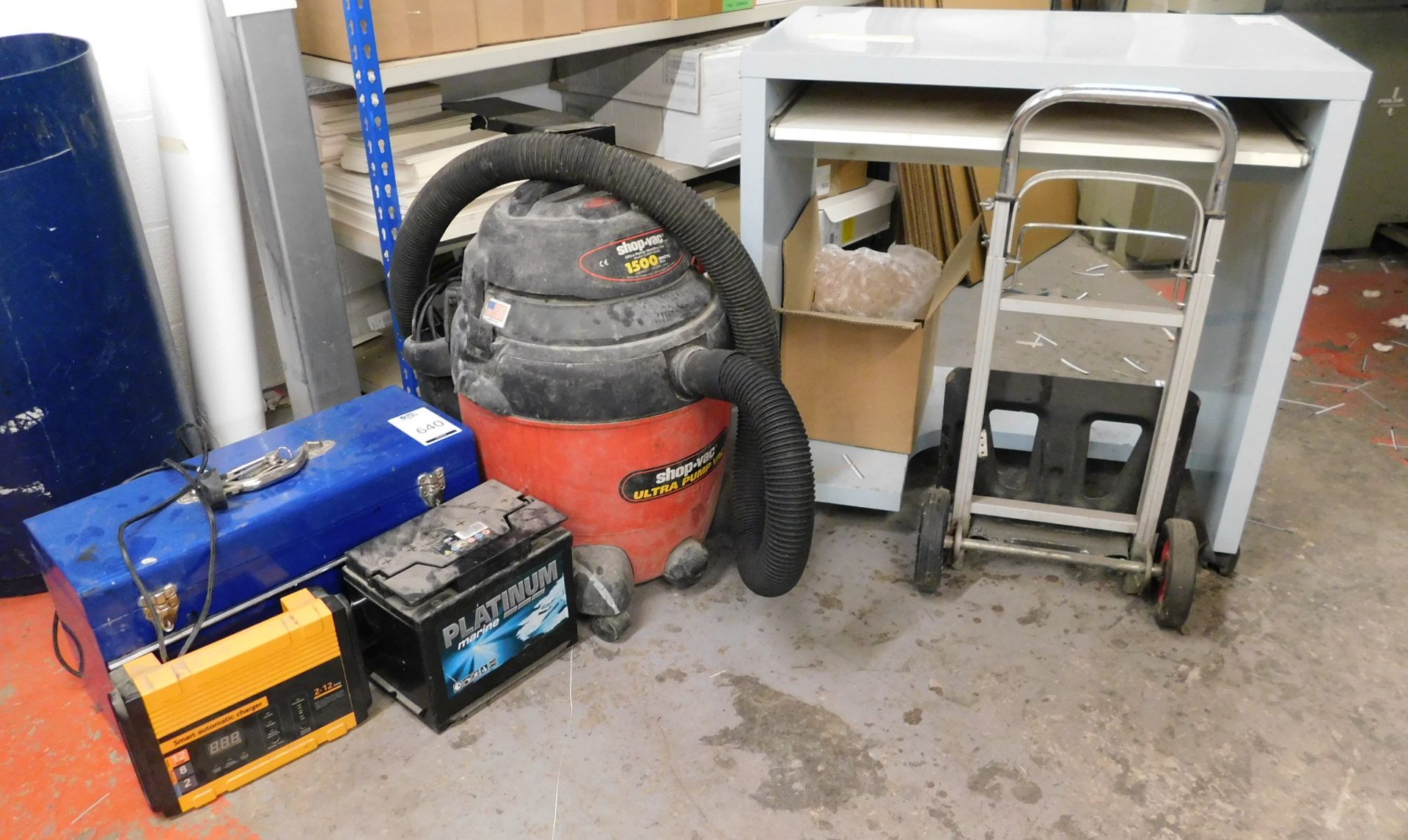 Shop-Vac 1500 Vacuum Cleaner, Toolbox, Folding Sack Truck & Mobile Work Station (Location