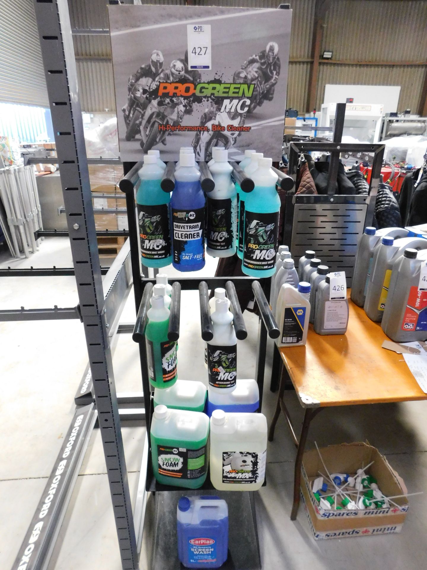 Pro Green M/C Cleaning Products Merchandises & Stock, 15 1L & Five 5L Cleaners (Location: Brentwood.