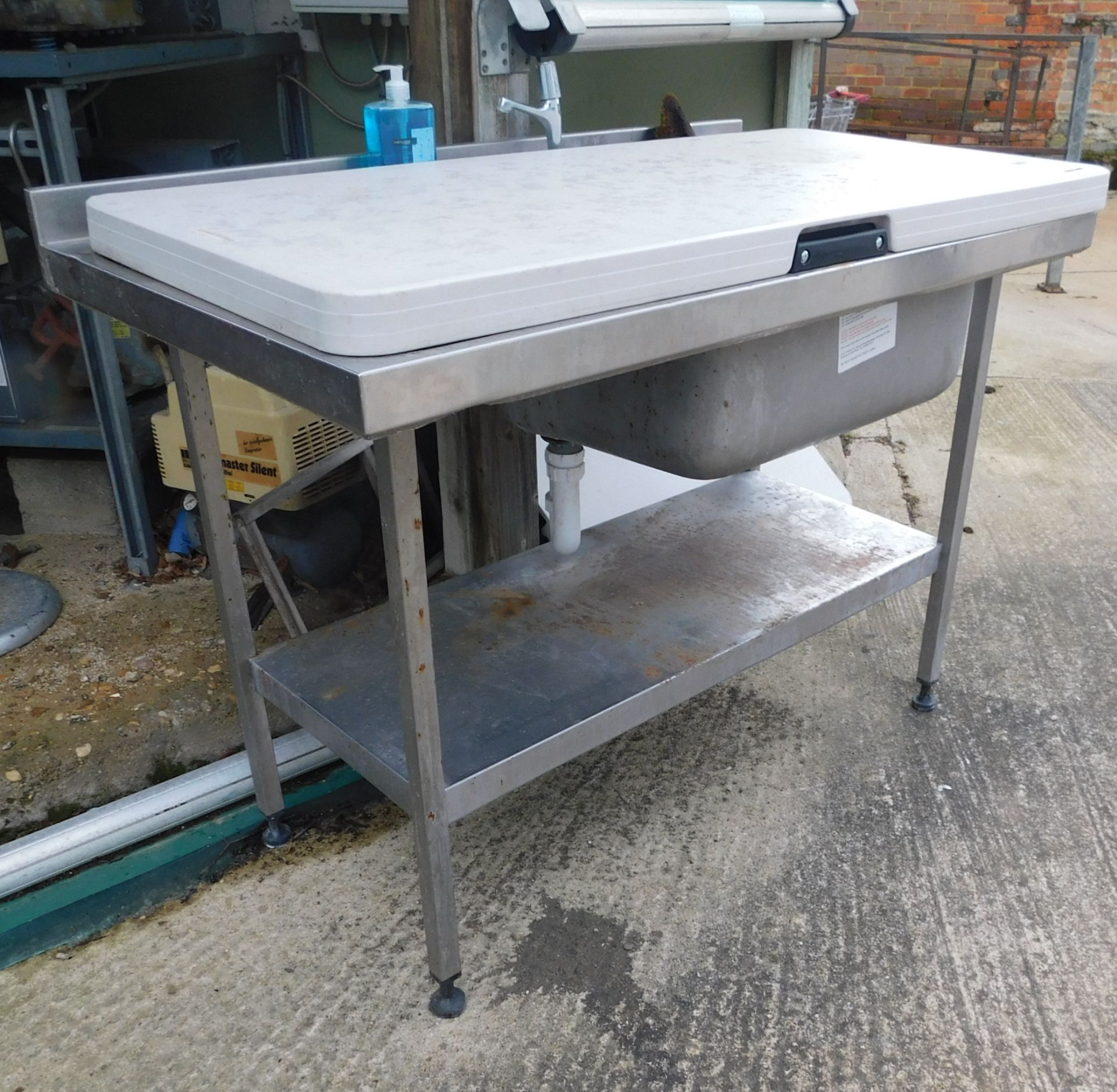 Stainless Steel Sink & 2 Folding Tables (Location: Thame. Please Refer to General Notes)