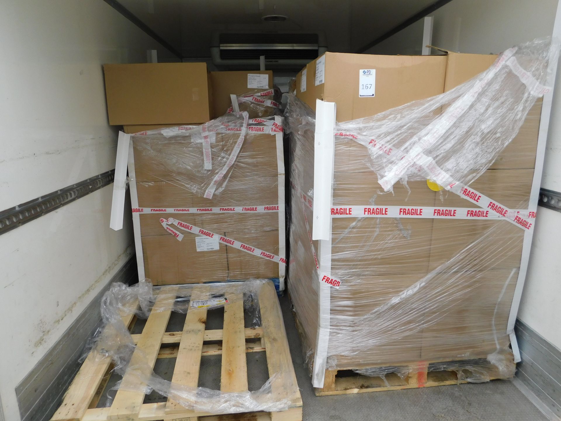 Contents of Trailer Body to include 5 Pallets of Packaging to include pie cases etc (Collection Must