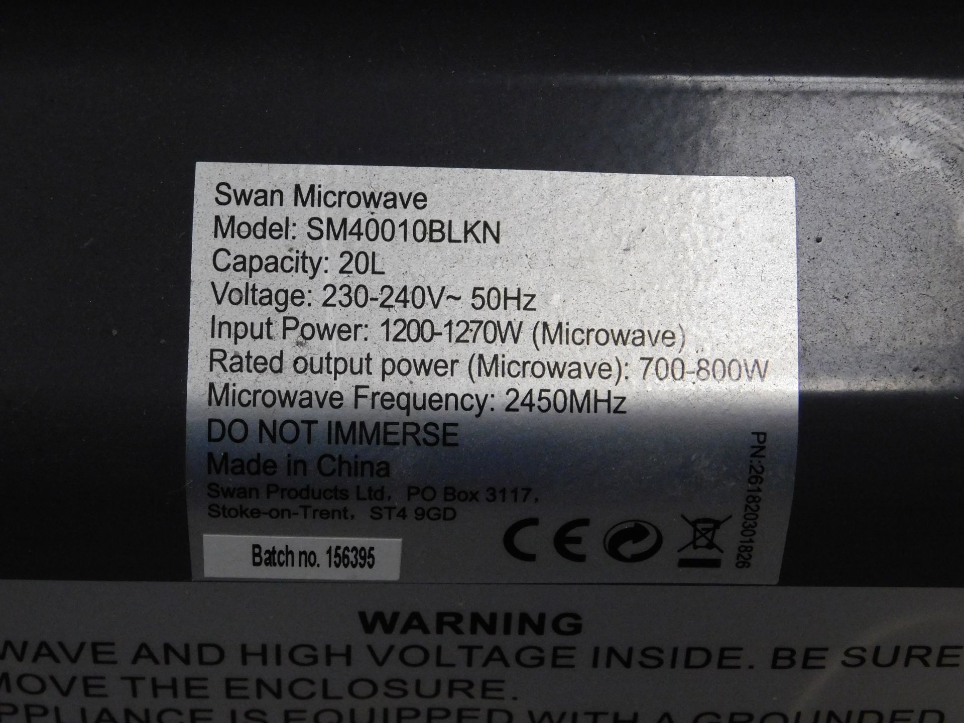 Swan SM4001BLKN Microwave (Location Brentwood. Please Refer to General Notes) - Image 4 of 4