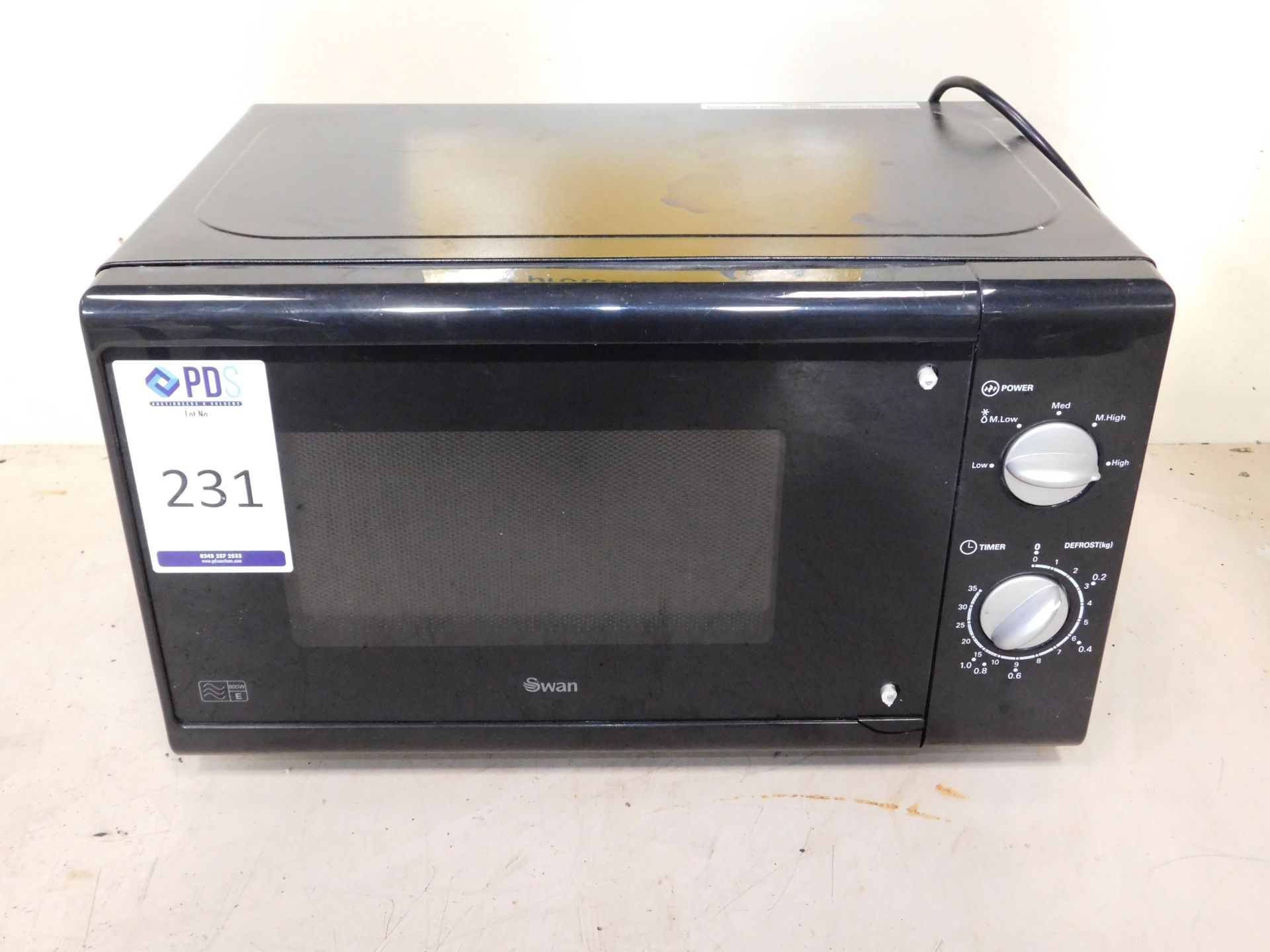 Swan SM4001BLKN Microwave (Location Brentwood. Please Refer to General Notes)