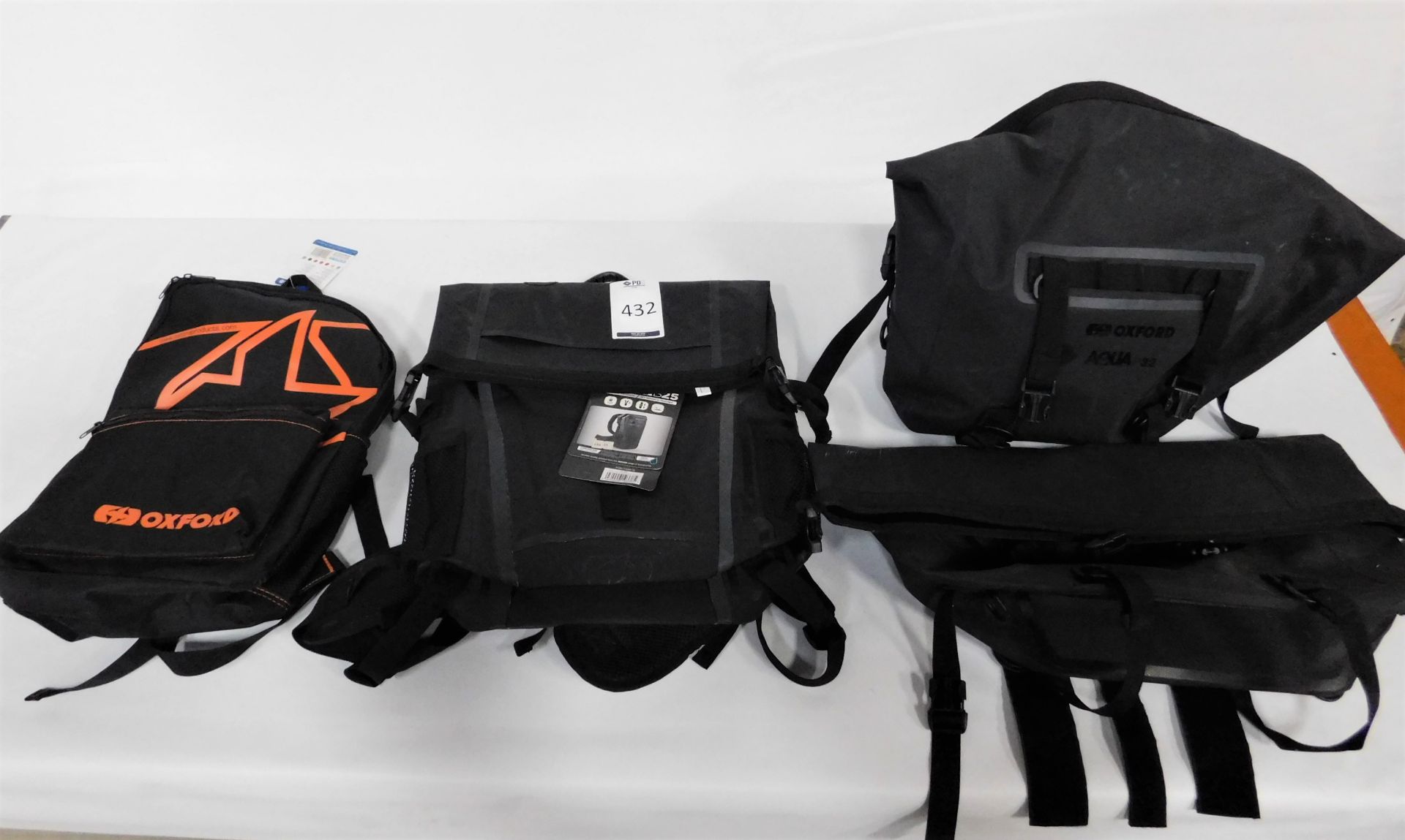 Oxford Aqua P32 Throwovers, Aqua B25 Waterproof Backpack & X-Rider Backpack (Location: Brentwood.